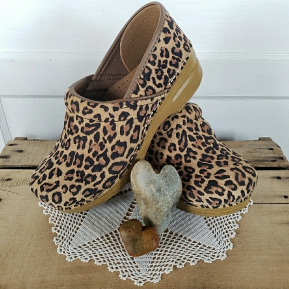 Meow Dansko Pro Leopard Clog Cheetah Animal Suede Boho Gypsy Cottage Neutral ⚘🐆 - Picture 13 of 13